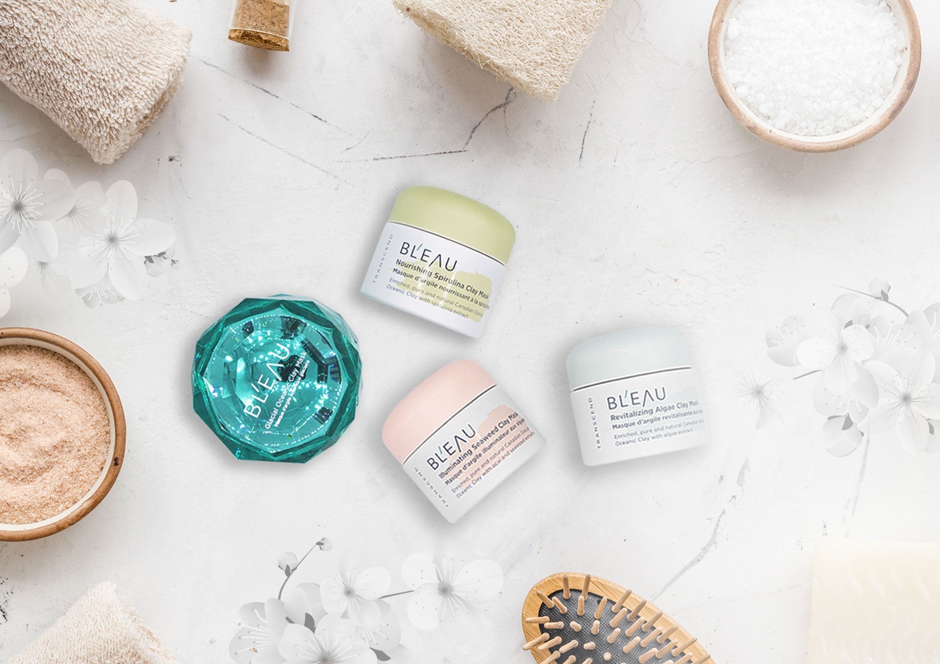 Bl'eau's Organics Collection and Transcend Collection Glacial Oceanic Clay masks do an exceptional job at helping your skin achieve the natural spring glow it deserves. Glacial Oceanic Mineral Water is extracted from Glacial Oceanic Clay, hydrates skin